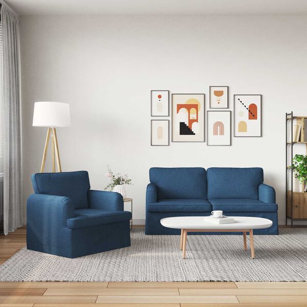 vidaXL Canap&eacute; 140cm 2 pcs Bleu M&eacute;tал