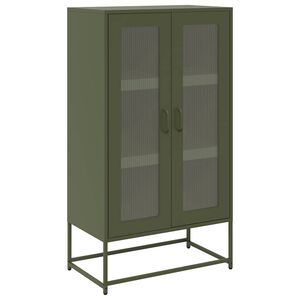 vidaXL Buffet haut vert olive 68x39x123 cm acier