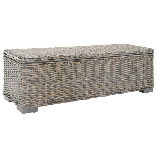 vidaXL Bo&icirc;te de rangement Gris 110 cm Rotin kubu naturel et acajou