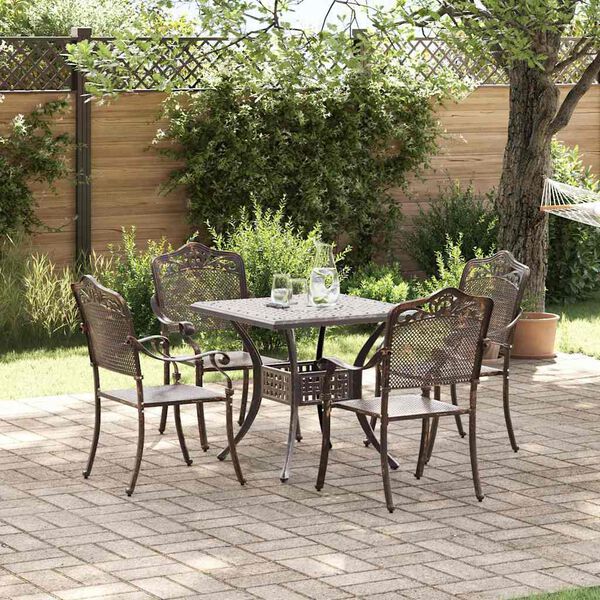 vidaXL Ensemble de tables de jardin 5 pcs Bronze Aluminium coul&eacute;