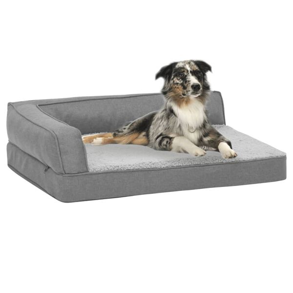vidaXL Matelas de lit ergonomique de chien 75x53 cm Polaire aspect lin