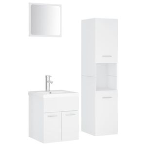 vidaXL Ensemble de meubles de salle de bain Blanc Agglom&eacute;r&eacute;