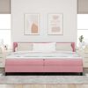 vidaXL Lit &agrave; ressorts avec matelas Rose 200 x 200 cm Polyester