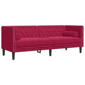 vidaXL Canap&eacute; Chesterfield avec traversins 3 places velours