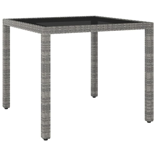 vidaXL Table de jardin Gris 90x90x75 cm Résine tressée