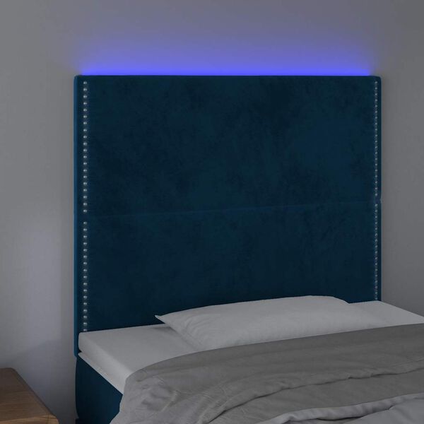 vidaXL T&ecirc;te de lit &agrave; LED Bleu fonc&eacute; 100x5x118/128 cm Velours