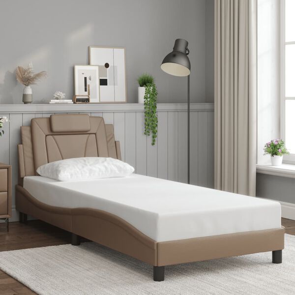 vidaXL Cadre de lit Viana avec LED sans matelas cappuccino 90x200 cm