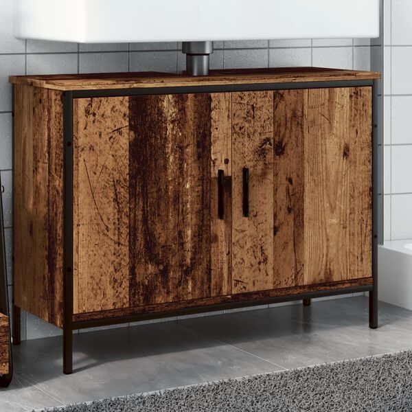 vidaXL Armoire lavabo vieux bois 80x30x60 cm bois d'ing&eacute;nierie