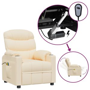 vidaXL Fauteuil &eacute;lectrique de massage Cr&egrave;me Tissu