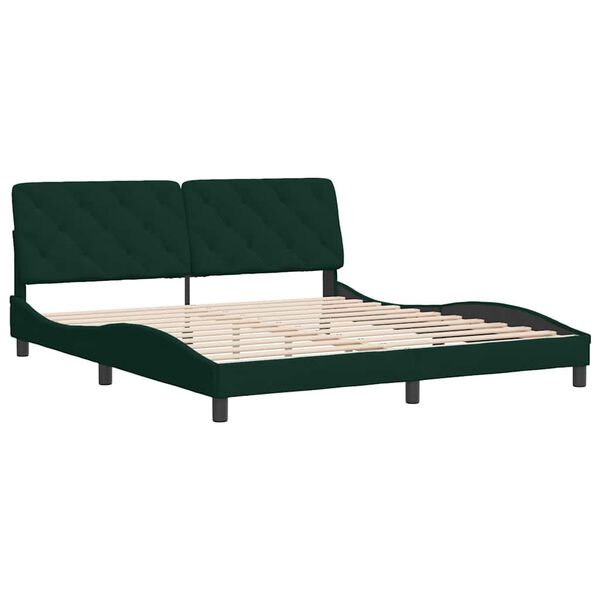 vidaXL Cadre de lit sans matelas vert fonc&eacute; 180x200 cm velours