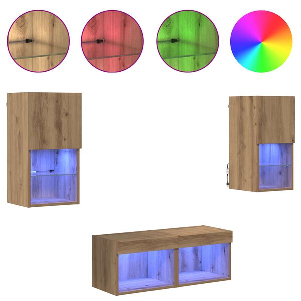 vidaXL Meubles TV muraux 4 pcs Ch&ecirc;ne artisanal Bois d'ing&eacute;nierie