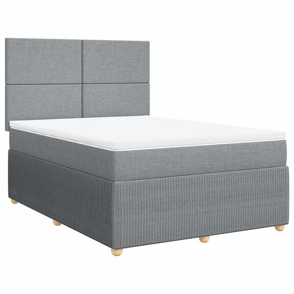 vidaXL Sommier &agrave; lattes de lit avec matelas Gris clair 140x200cm Tissu