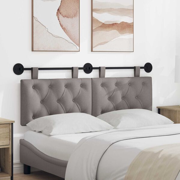 vidaXL T&ecirc;te de lit suspendue Montage mural Taupe 150 x 55 x 7 cm tissu