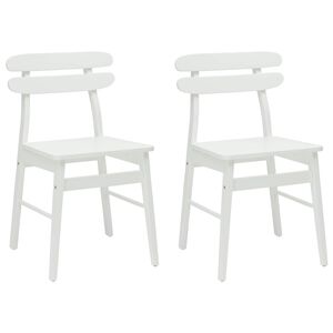 vidaXL Chaise de salle &agrave; manger 2 pc Bois de Caoutchouc Massif Blanc