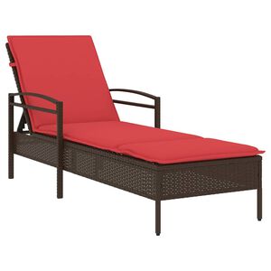 vidaXL Chaise longue avec coussin Marron 63 x 200 x 81 cm R&eacute;sine tress&eacute;e (&Eacute;tats-Unis uniquement)