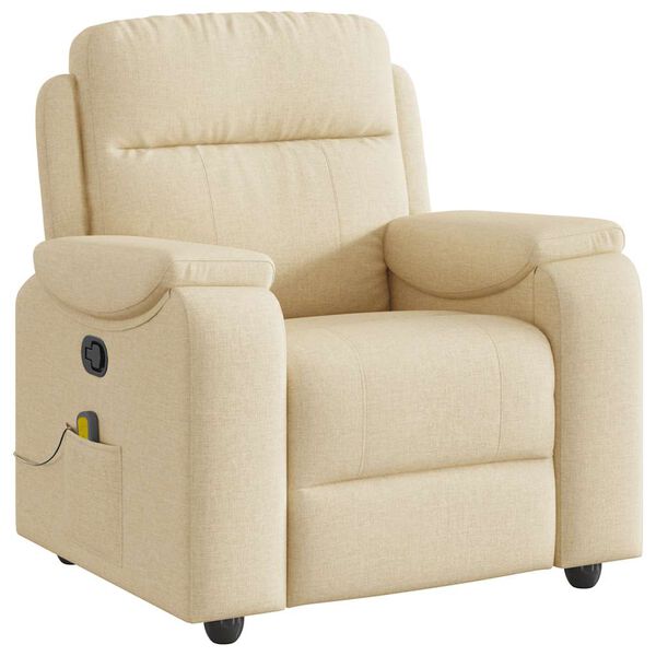 vidaXL Fauteuil de massage inclinable Cr&egrave;me Tissu