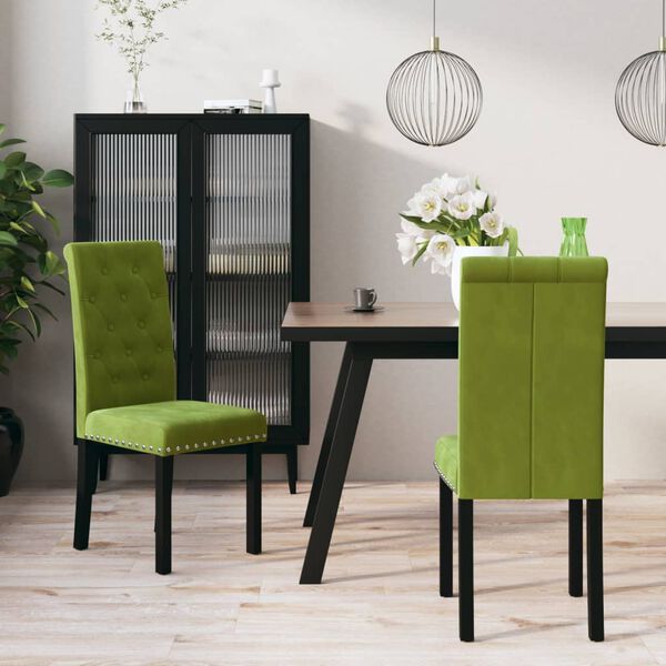 vidaXL Chaises &agrave; manger lot de 2 vert clair velours