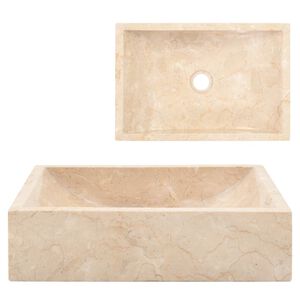 vidaXL Lavabo 45x30x12 cm marbre cr&egrave;me brillant