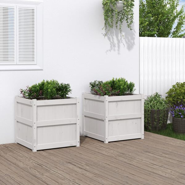 vidaXL Jardini&egrave;res 2 pcs blanc bois de pin massif