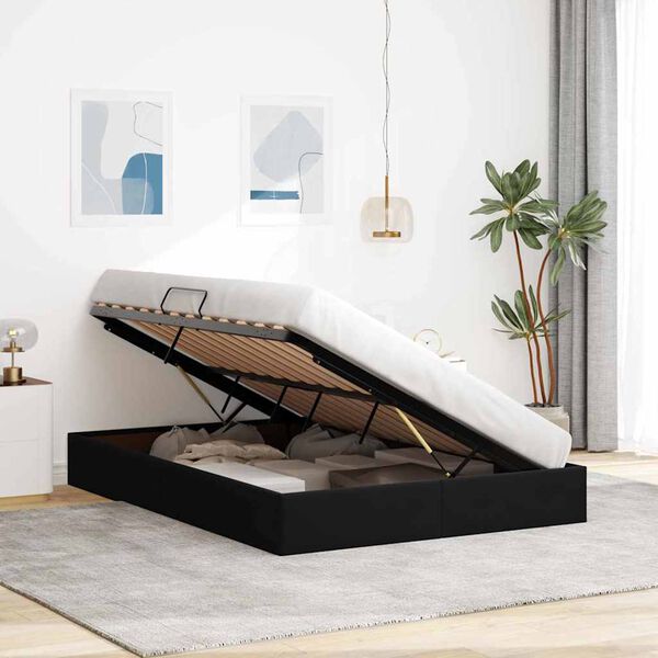 vidaXL Lit de Rangement avec t&ecirc;te de lit Noir 135 x 190 cm Velours