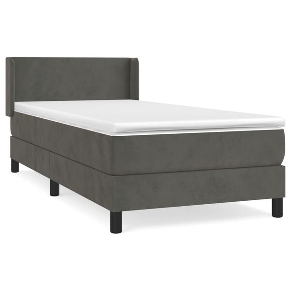 vidaXL Sommier &agrave; lattes de lit et matelas Gris fonc&eacute; 90x190 cm Velours