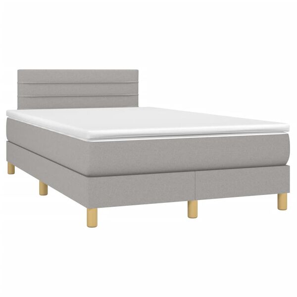 vidaXL Sommier &agrave; lattes de lit et matelas gris clair 120x190 cm tissu