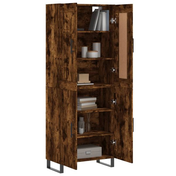 vidaXL Buffet haut Ch&ecirc;ne fum&eacute; 69,5x34x180 cm Bois d'ing&eacute;nierie