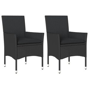 vidaXL Chaises de jardin avec coussins lot de 2 noir r&eacute;sine tress&eacute;e