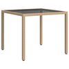 vidaXL Table de jardin 90x90x75cm Verre tremp&eacute; et r&eacute;sine tress&eacute;e Beige
