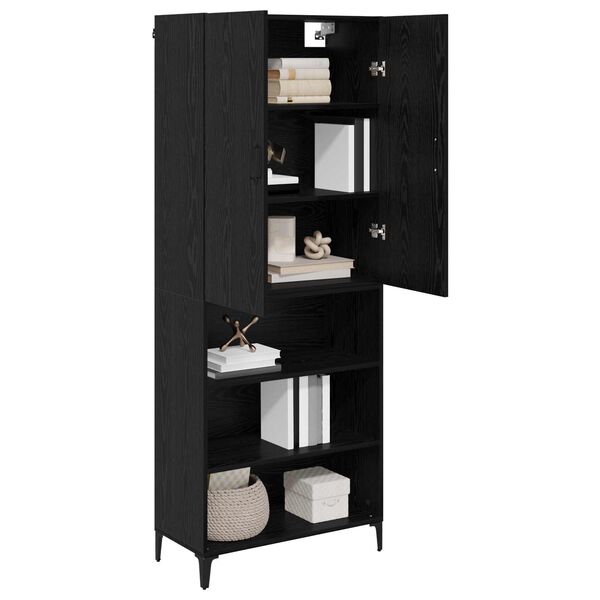vidaXL Haut Armoire Ch&ecirc;ne noir 69,5 x 34 x 180 cm Bois d'ing&eacute;nierie