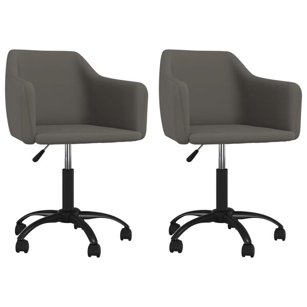 vidaXL Chaises pivotantes &agrave; manger lot de 2 Gris fonc&eacute; Velours