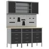 vidaXL Placard de travail 7 pcs Noir Bois d'ing&eacute;nierie et acier