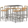 vidaXL Ensemble de bar jardin 7 pcs gris poly rotin/bois massif acacia