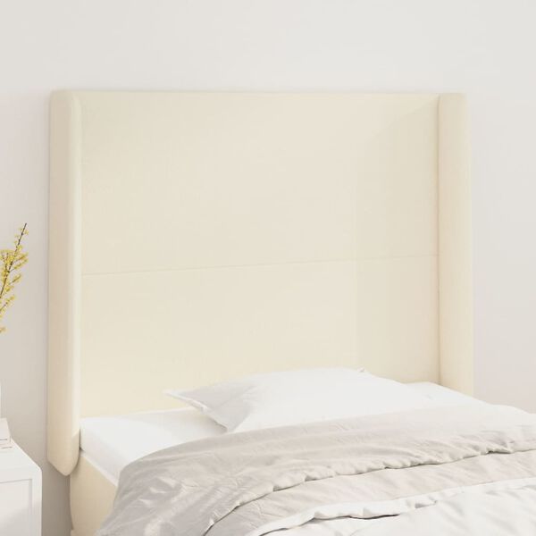 vidaXL T&ecirc;te de lit avec oreilles Cr&egrave;me 103x16x118/128 cm Similicuir
