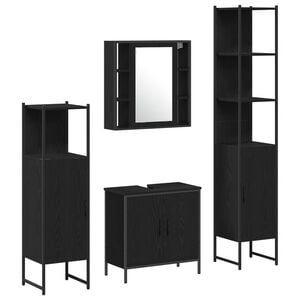vidaXL Ensemble de mobilier de salle de bain 4 pi&egrave;ces Noir
