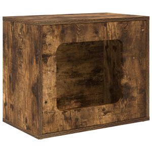 vidaXL Maison pour chat Ch&ecirc;ne fum&eacute; 51 x 30 x 42,5 cm Bois d'ing&eacute;nierie