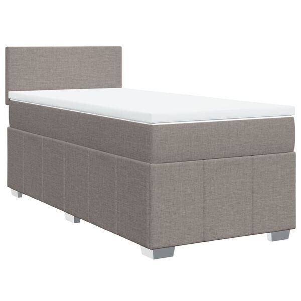vidaXL Sommier &agrave; lattes de lit avec matelas Taupe 90x200 cm Tissu