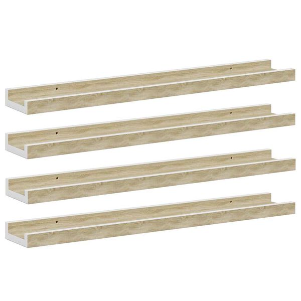 vidaXL &Eacute;tag&egrave;res murales 4 pcs blanc et ch&ecirc;ne sonoma 60x9x3 cm
