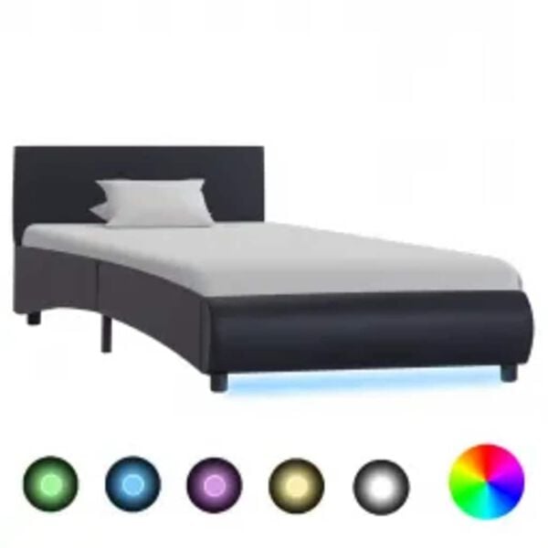 vidaXL Cadre de lit avec LED sans matelas noir 100x200 cm
