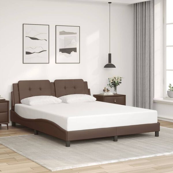 vidaXL Cadre de lit avec LED sans matelas Zadar marron 160x200 cm
