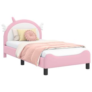 vidaXL Cadre de lit pour enfants avec t&ecirc;te de lit Rose 80 x 160 cm PU