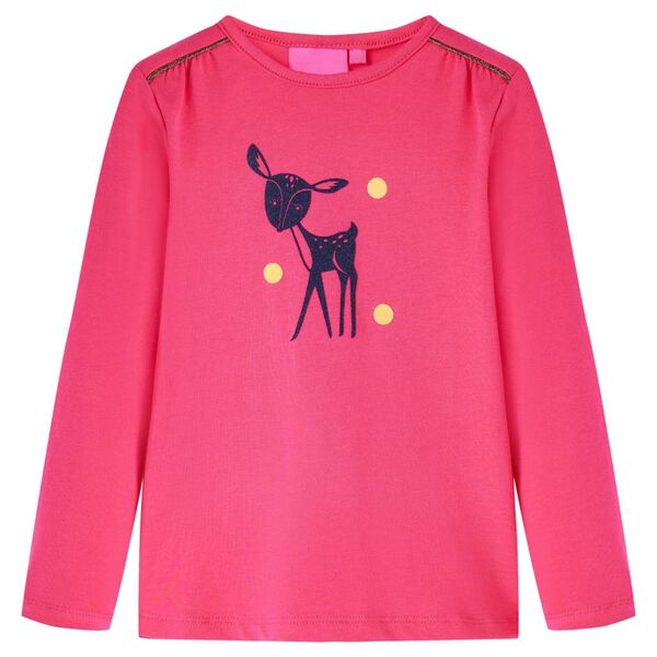 T-shirt enfants &agrave; manches longues rose vif 128
