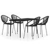 vidaXL Ensemble &agrave; manger de jardin 5 pcs Noir