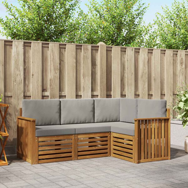 vidaXL Ensembles de canap&eacute;s avec coussin 4 pcs Gris Naturel et Clair