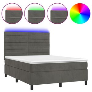 vidaXL Sommier &agrave; lattes de lit avec matelas LED Gris fonc&eacute; 140x200 cm