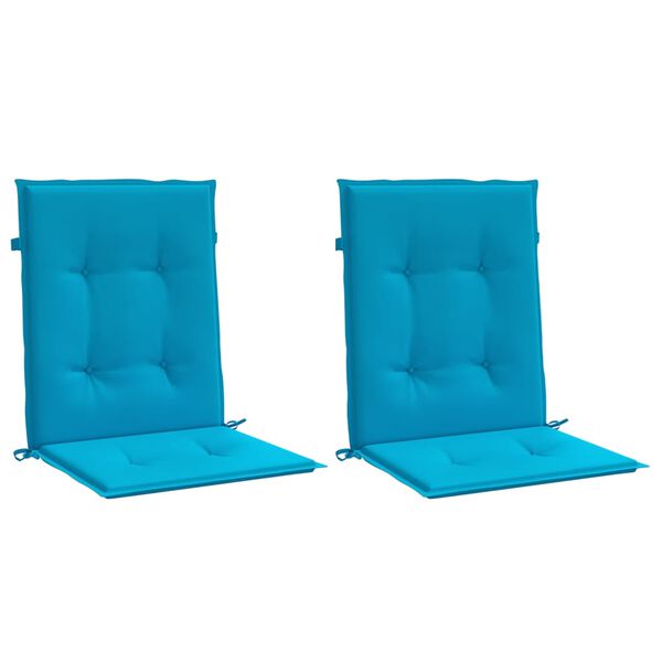 vidaXL Coussins de chaise de jardin &agrave; dossier bas lot de 2 bleu