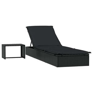 vidaXL Transat 1 pc avec table noir r&eacute;sine tress&eacute;e