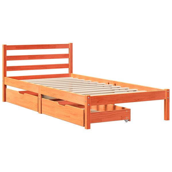 vidaXL Cadre de lit sans matelas cire marron 90x200 cm bois pin massif