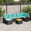 vidaXL Salon de jardin 8 pcs avec coussins noir r&eacute;sine tress&eacute;e