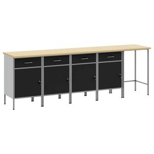 vidaXL Ensemble de placards de travail 5 pi&egrave;ces Noir et gris
